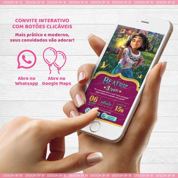 Convite Encanto Disney Virtual Interativo Botões Whatsapp