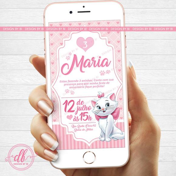 Convite Gatinha Marie Digital Virtual Whatsapp