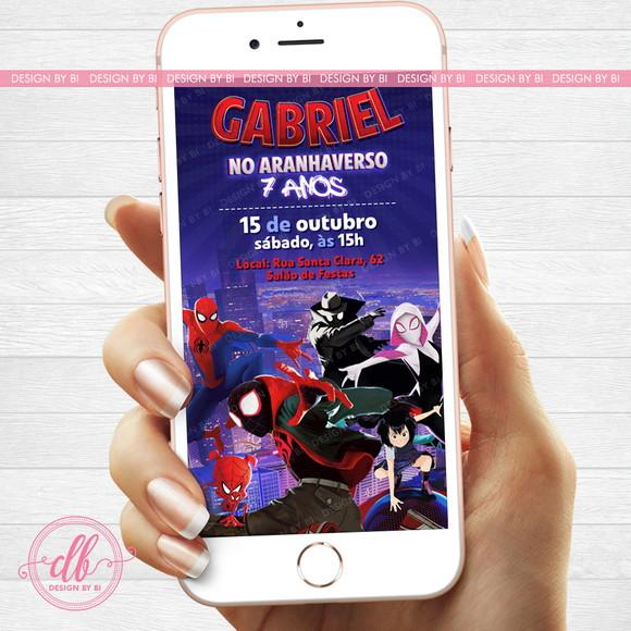 Convite Homem Aranha Aranhaverso Digital Virtual Whatsapp |