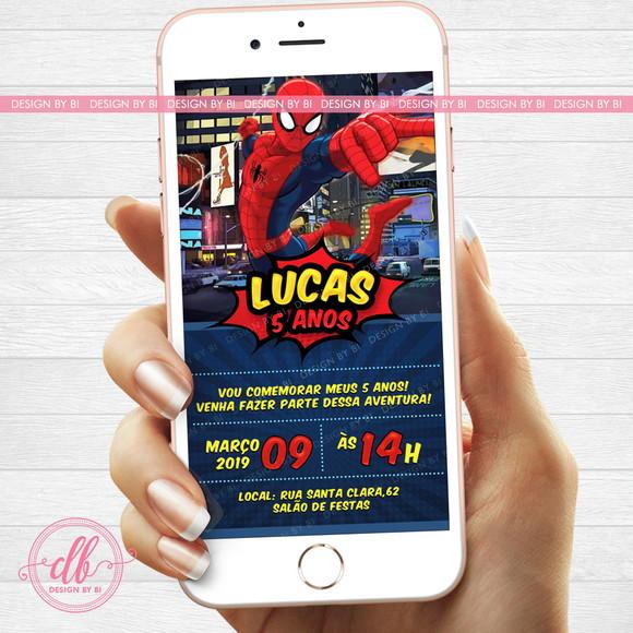 Convite Homem Aranha Digital Virtual Whatsapp