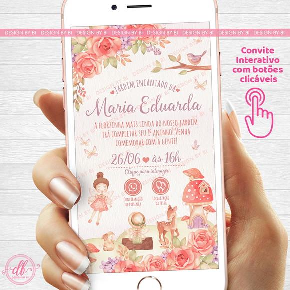 Convite Jardim Encantado Digital Virtual Whatsapp Interativo