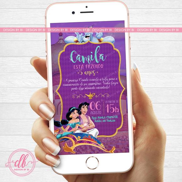 Convite Jasmine Aladdin Digital Whatsapp