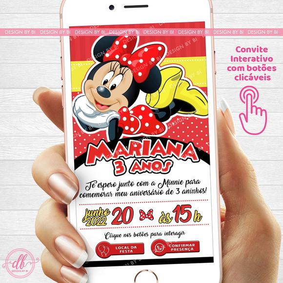 Convite Minnie Vermelha Interativo Botões Virtual Whatsapp
