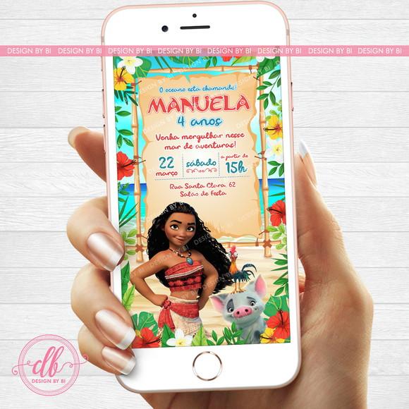 Convite Moana Digital Virtual Whatsapp