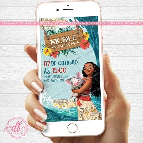 Convite Moana Digital Virtual Whatsapp