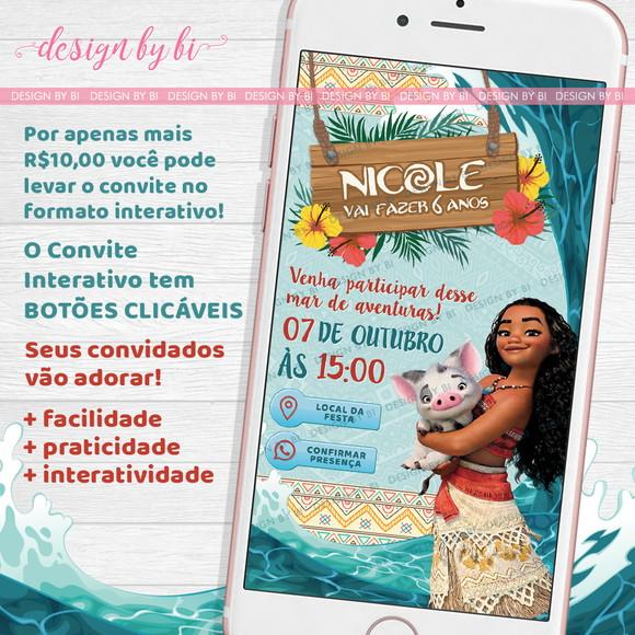 Convite Moana Digital Virtual Whatsapp