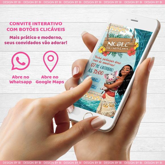 Convite Moana Digital Virtual Whatsapp Interativo