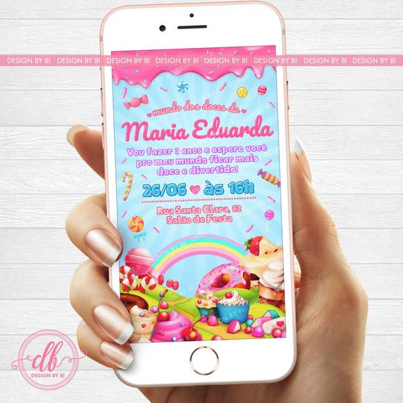 Convite Mundo dos Doces Confeitaria Digital Virtual Whatsapp