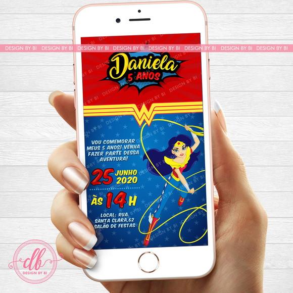 Convite Mulher Maravilha Digital Whatsapp