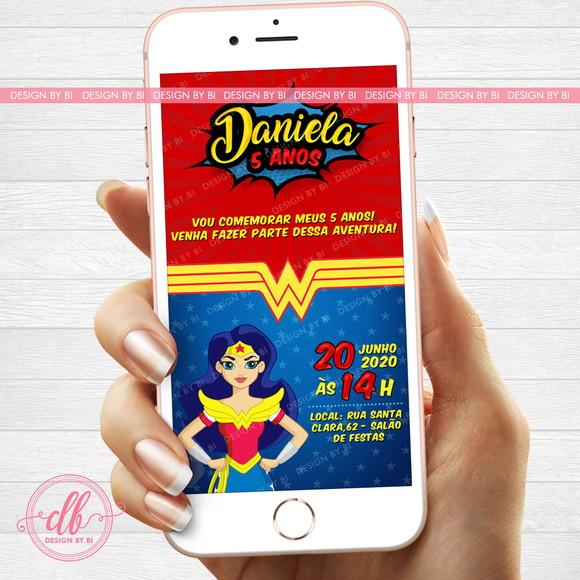 Convite Mulher Maravilha Digital Whatsapp
