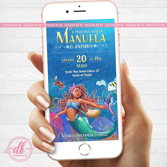 Convite Pequena Sereia Ariel o Filme Live Action Virtual