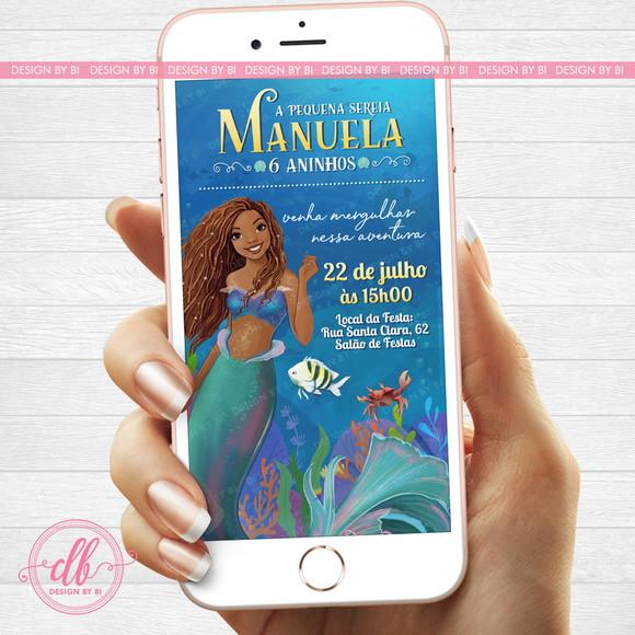 Convite Pequena Sereia Ariel o Filme Live Action Virtual