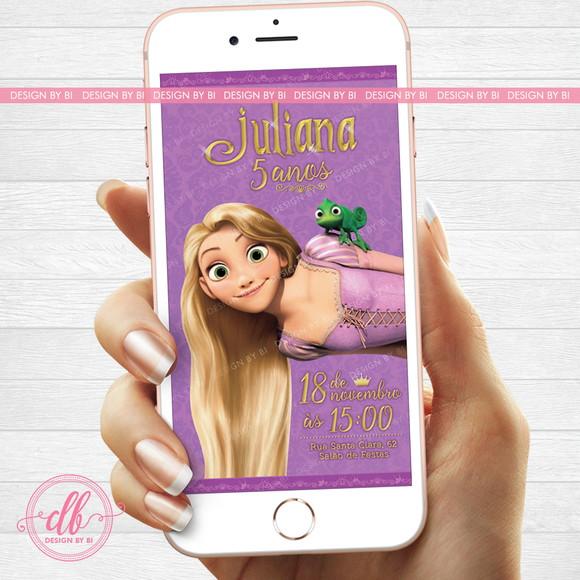 Convite Rapunzel Digital Whatsapp