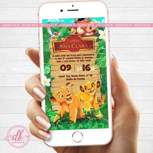 Convite Rei Leão Simba Nala Digital Whatsapp