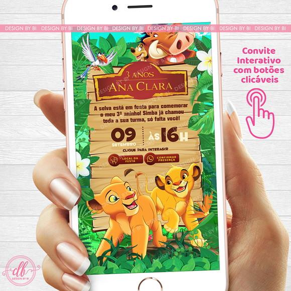 Convite Rei Leão Virtual Digital Whatsapp Interativo