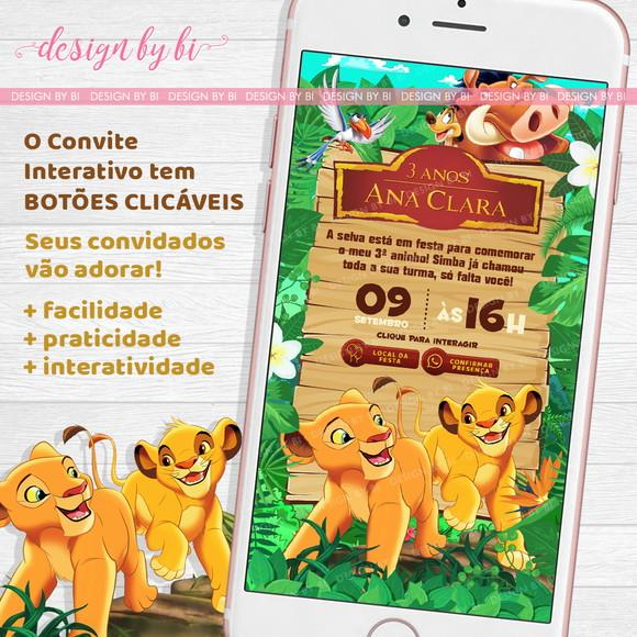 Convite Rei Leão Virtual Digital Whatsapp Interativo