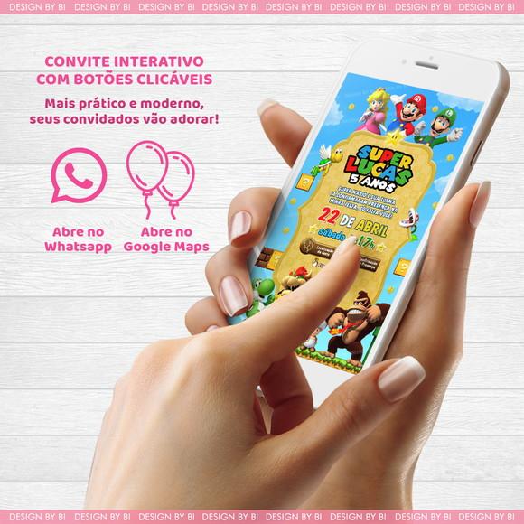 Convite Super Mario Digital Virtual Interativo Whatsapp