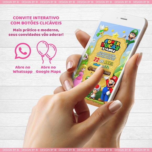 Convite Super Mario Digital Virtual Interativo Whatsapp