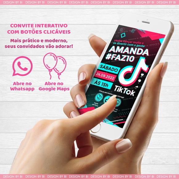 Convite Tik Tok Interativo Botões Digital Virtual Whatsapp