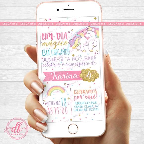 Convite Unicórnio Virtual Digital Whatsapp