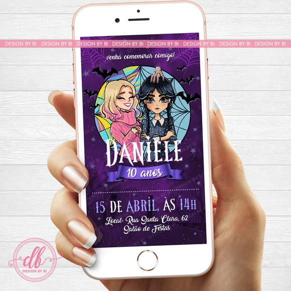 Convite Wandinha e Enid Virtual Digital para Whatsapp