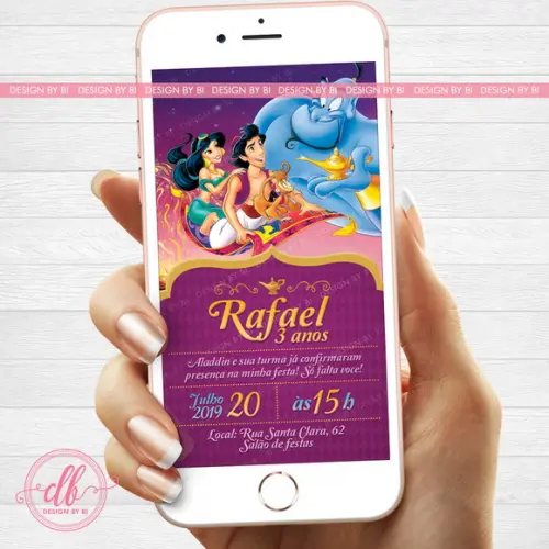 Convite Aladdin Virtual Digital Whatsapp