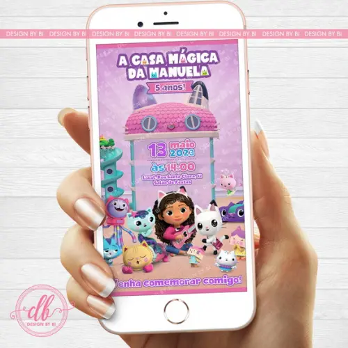 Convite a Casa Mágica da Gabby Digital Virtual Whatsapp