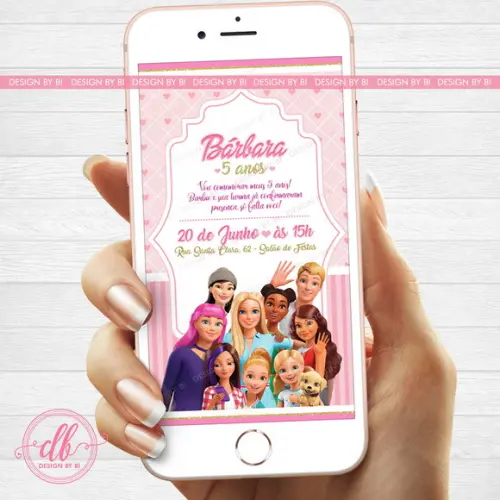 Convite Barbie Dreamhouse Digital Virtual Whatsapp