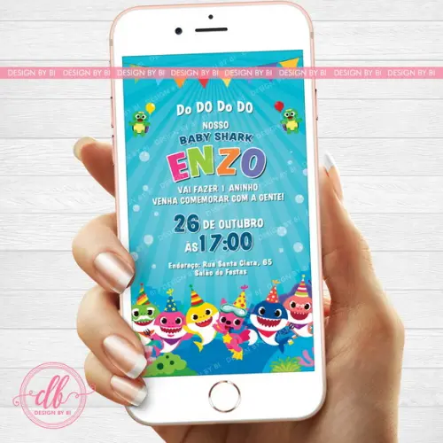 Convite Baby Shark Digital Whatsapp