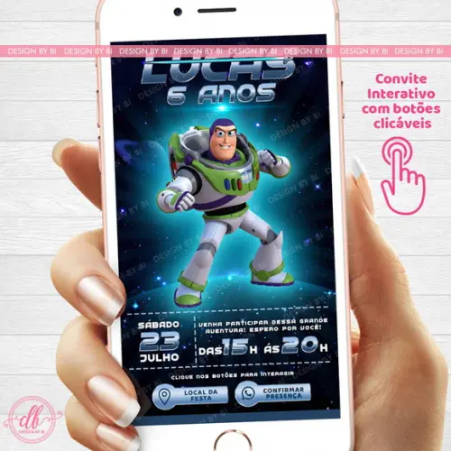 Convite Buzz Lightyear Interativo Whatsapp Virtual Combotões
