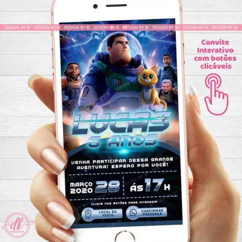 Convite Buzz Lightyear Interativo Whatsapp Virtual Combotões