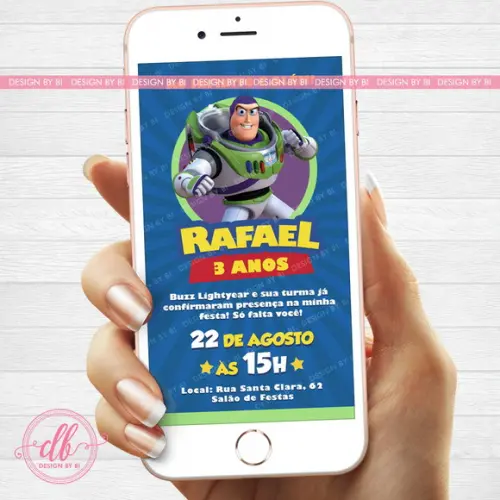 Convite Buzz Lightyear Toy Story Digital Whatsapp Virtual