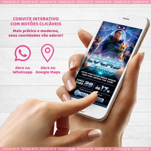 Convite Buzz Lightyear Interativo Whatsapp Virtual Combotões