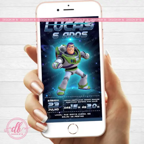 Convite Buzz Lightyear Toy Story Digital Whatsapp Virtual
