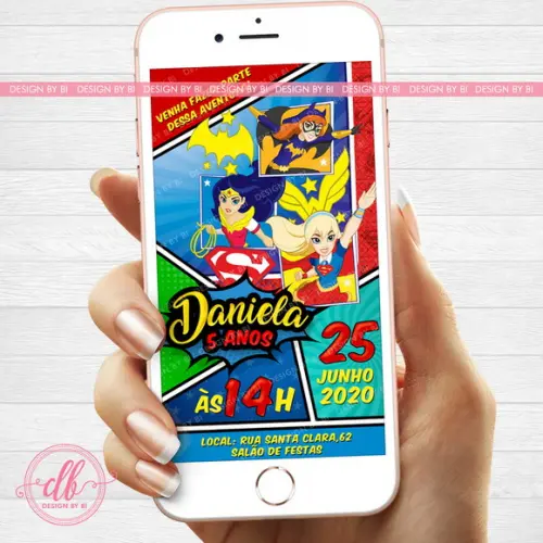 Convite DC Super Hero Girls Digital Whatsapp