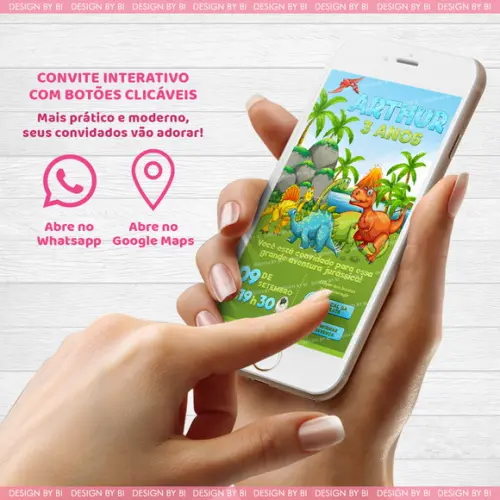Convite Dinossauros Virtual Digital Whatsapp Interativo