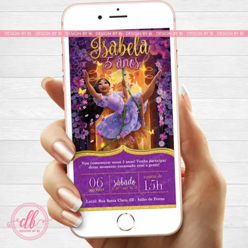 Convite Encanto Disney Isabela Digital Whatsapp Virtual