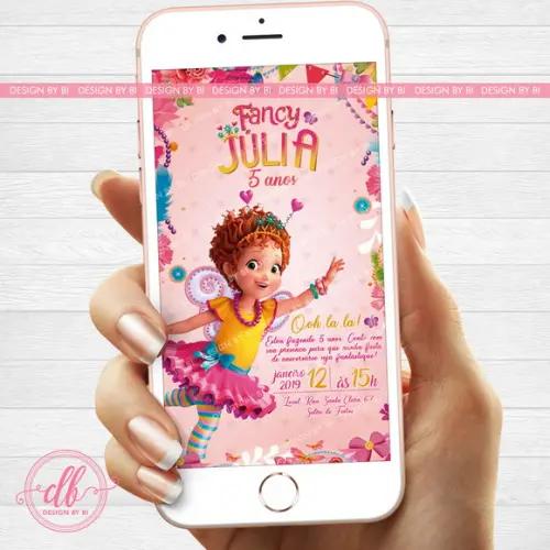 Convite Fancy Nancy Virtual Digital Whatsapp