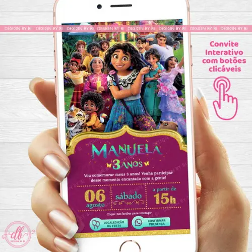 Convite Encanto Disney Virtual Interativo Botões Whatsapp