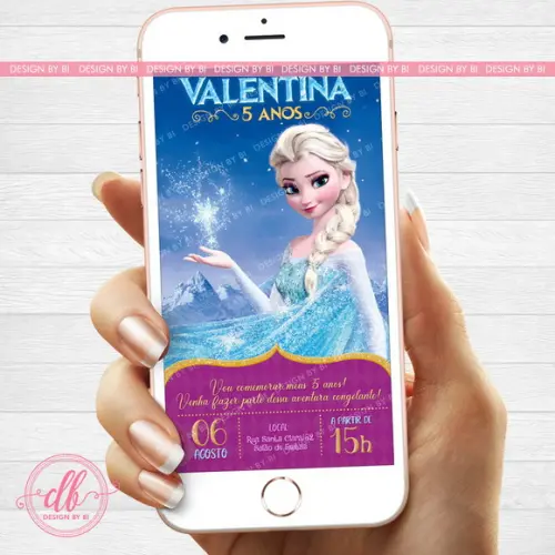 Convite Frozen Elsa Anna Virtual Digital Whatsapp