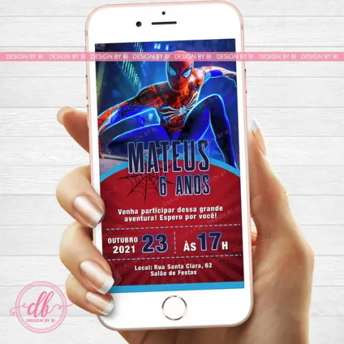 Convite Homem Aranha Digital Virtual Whatsapp