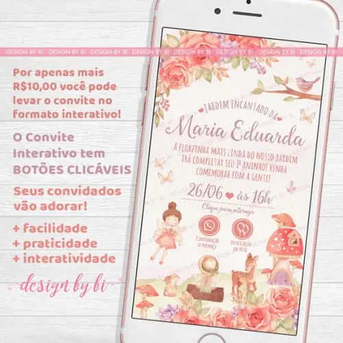 Convite Jardim Encantado Digital Virtual Whatsapp