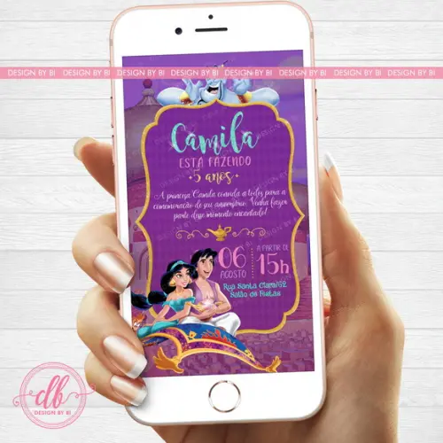 Convite Jasmine Aladdin Digital Whatsapp