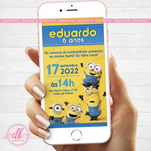 Convite Minions Virtual Digital Whatsapp