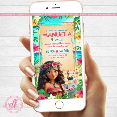 Convite Moana Digital Virtual Whatsapp