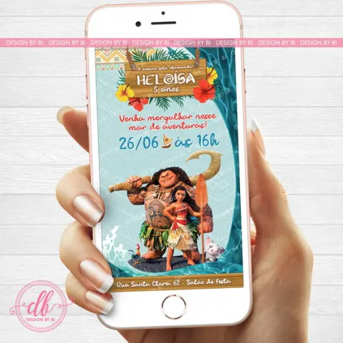 Convite Moana Digital Virtual Whatsapp