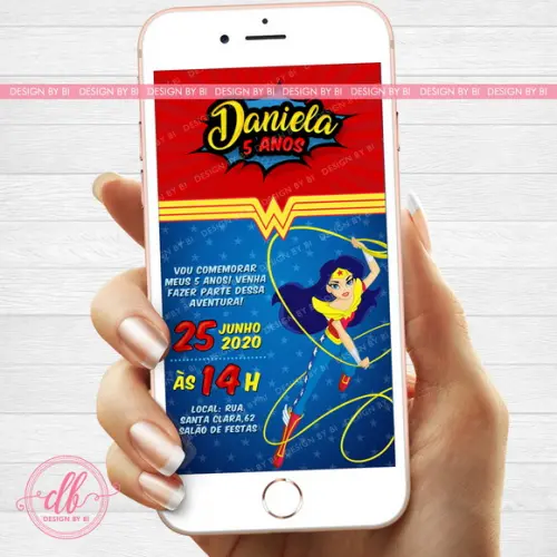 Convite Mulher Maravilha Digital Whatsapp