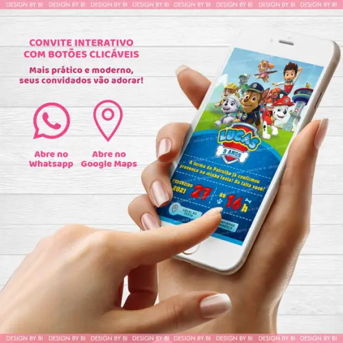 Convite Patrulha Canina Virtual Digital Whatsapp Interativo