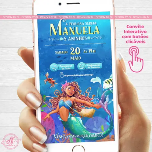 Convite Pequena Sereia Ariel o Filme Interativo Virtual