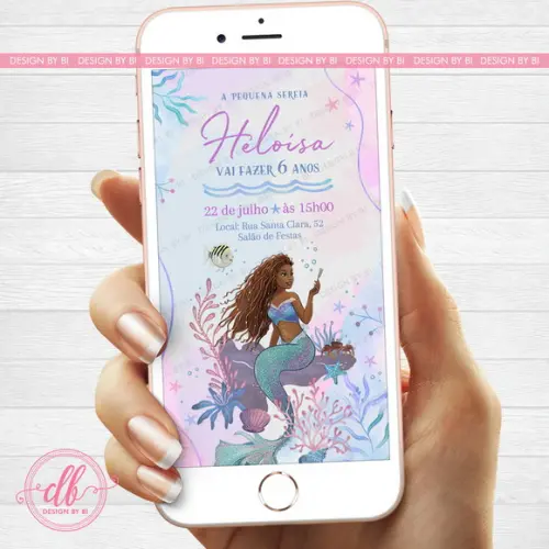 Convite Pequena Sereia Ariel o Filme Live Action Virtual